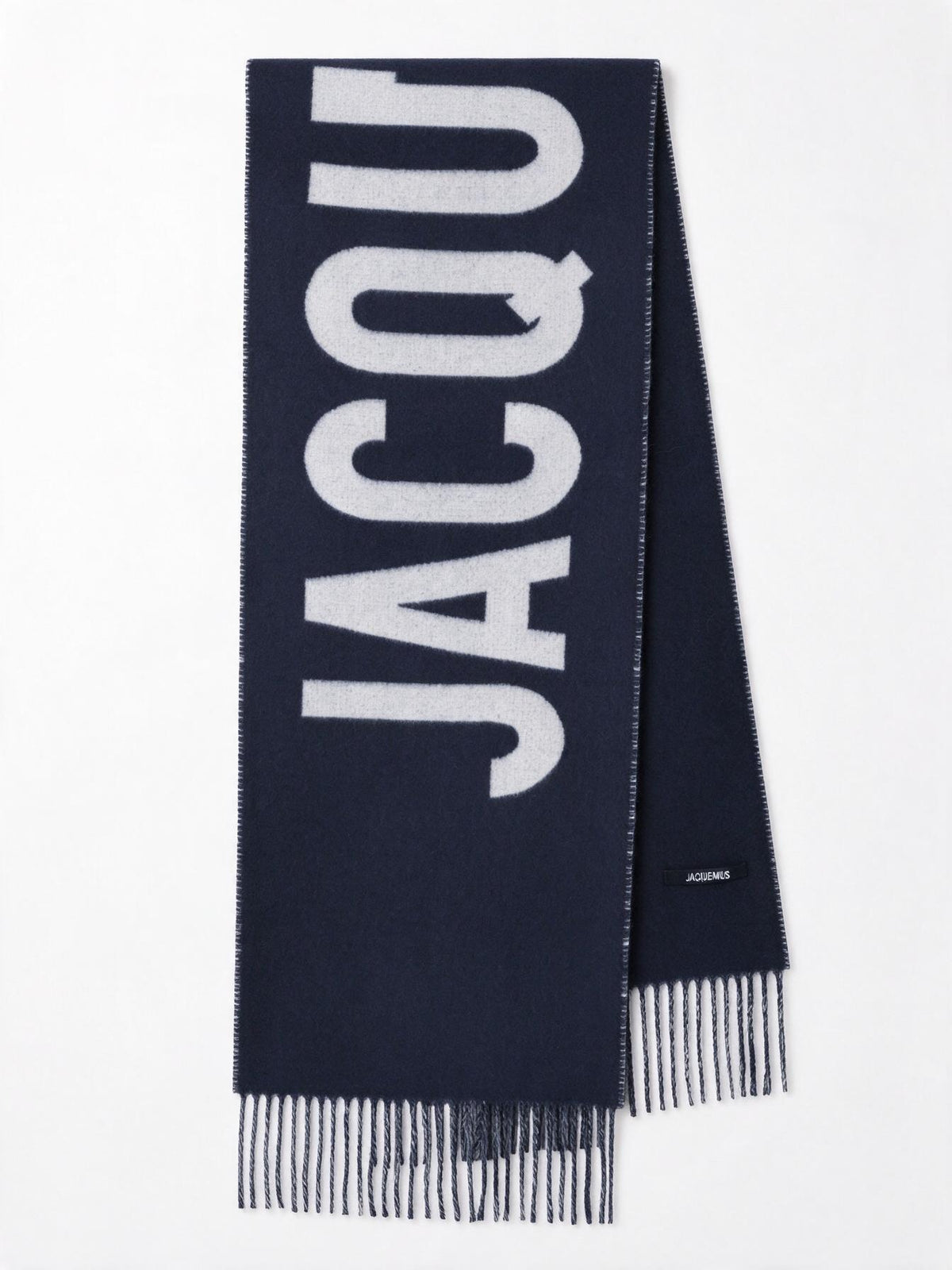 Jacquemus Sciarpa blu navy in lana con logo