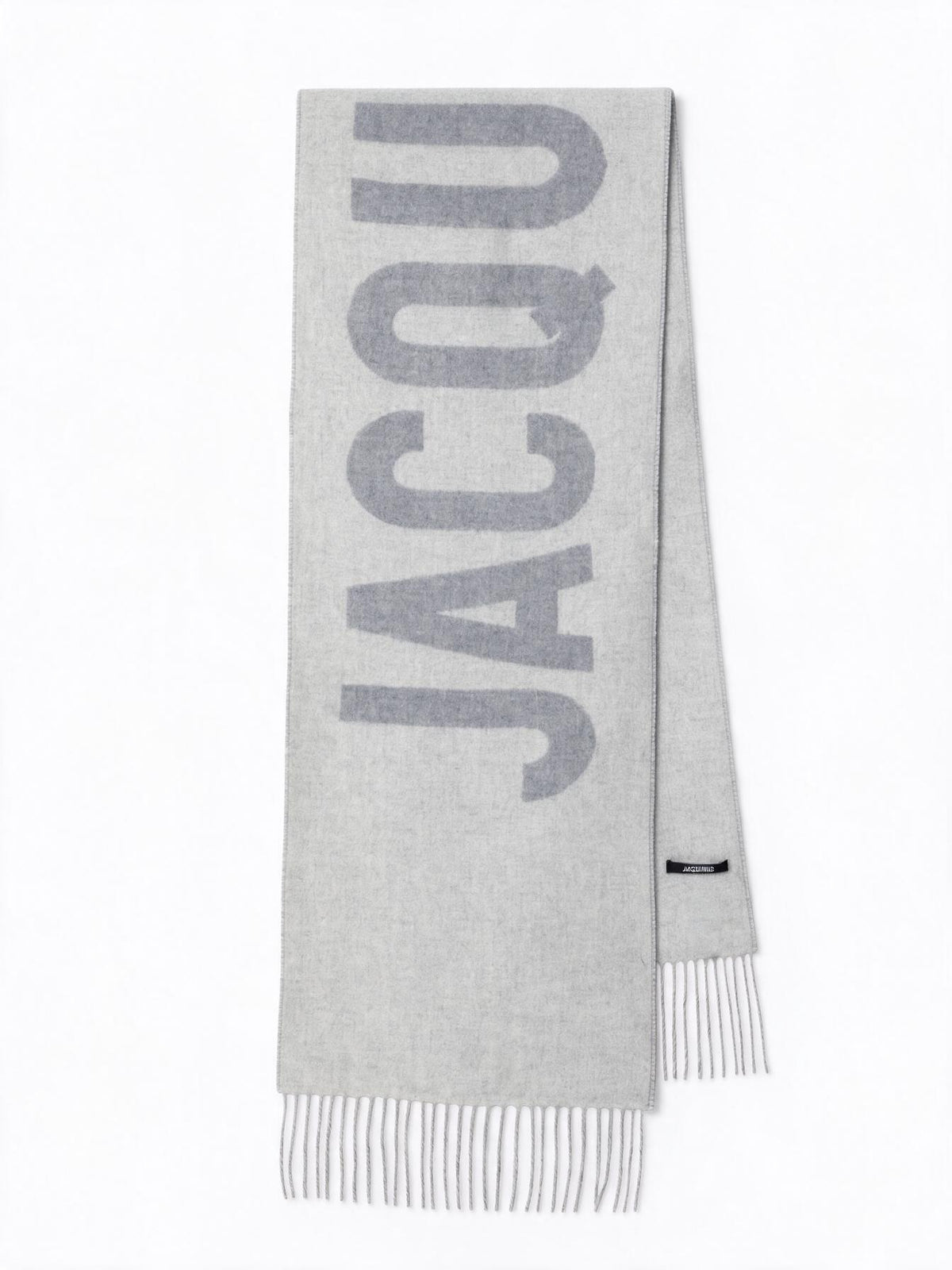 Jacquemus Sciarpa grigia in lana con logo