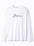 Jacquemus T-shirt a maniche lunghe bianca in cotone