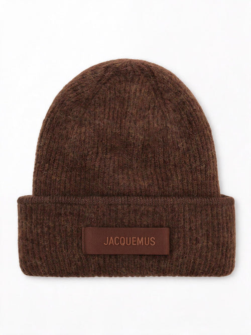 Jacquemus Berretto Gros Grain marrone in misto alpaca