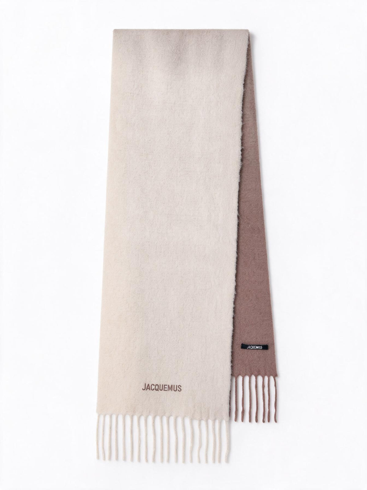 Jacquemus Sciarpa Moisson beige in lana di alpaca