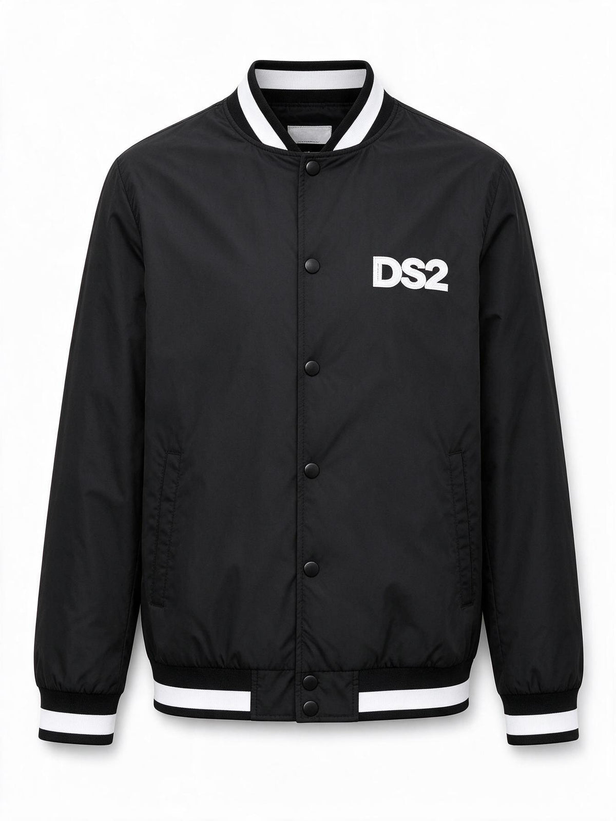 Drop Season 2 Giacca Bomber Uomo Nera Con Dettagli A Contrasto