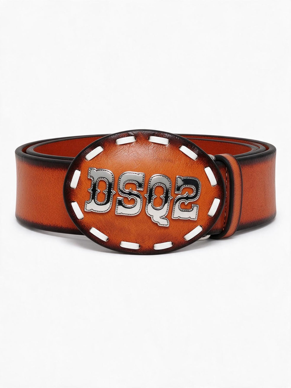 Dsquared2 Cintura red land-arancione con fibbia tonda metallica logata