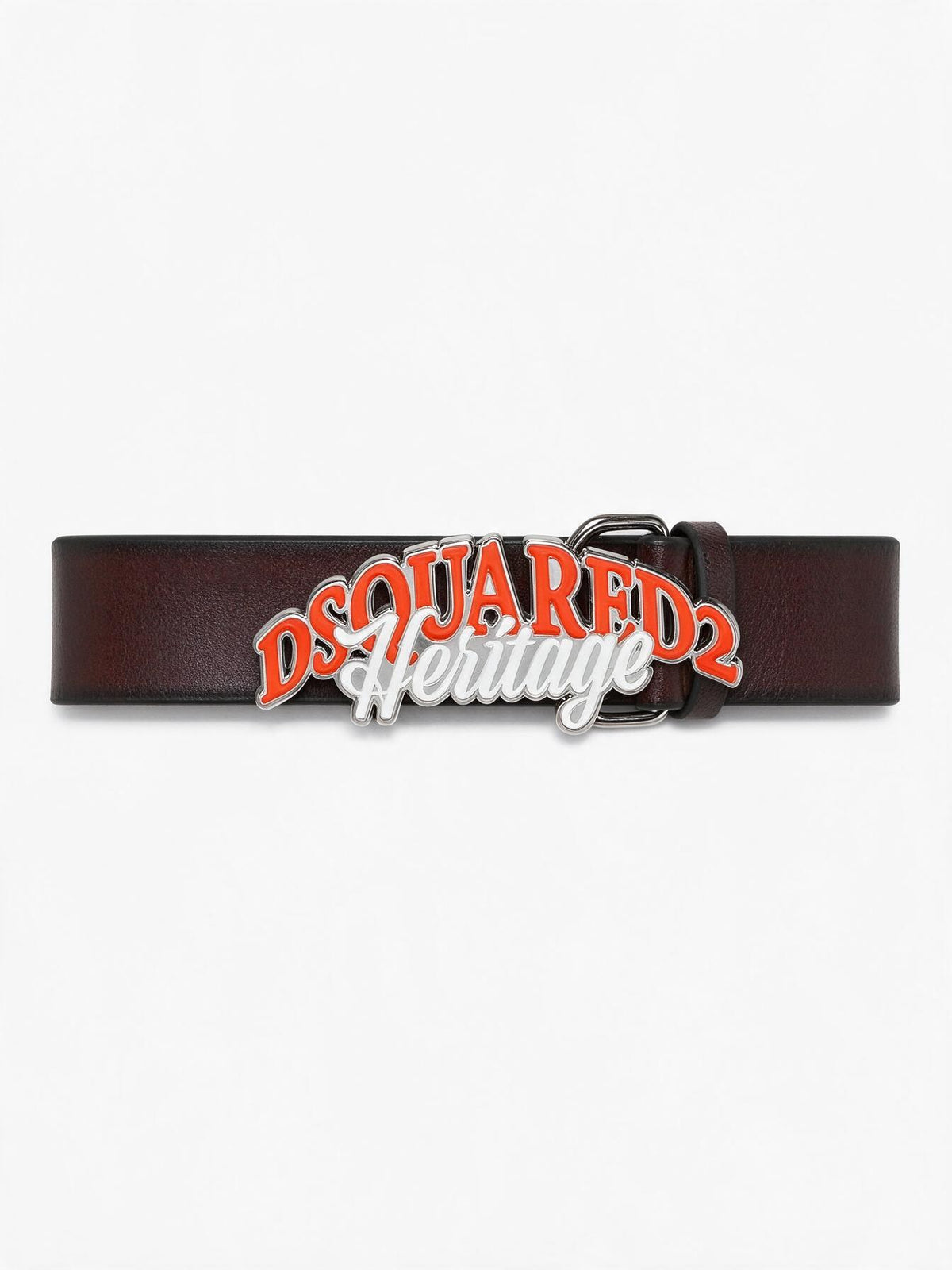 Dsquared2 Cintura cocoa brown con fibbia metallica logo lettering