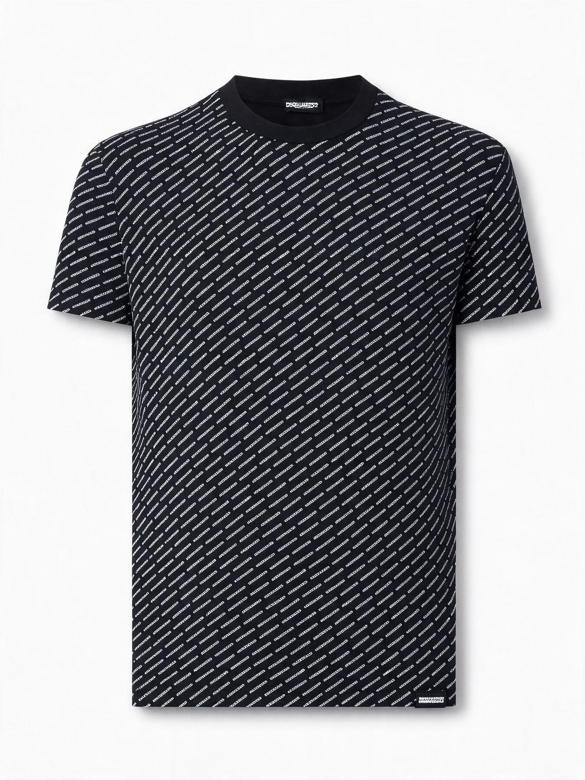 Dsquared2 T-shirt girocollo nera con motivo logo monogram all-over