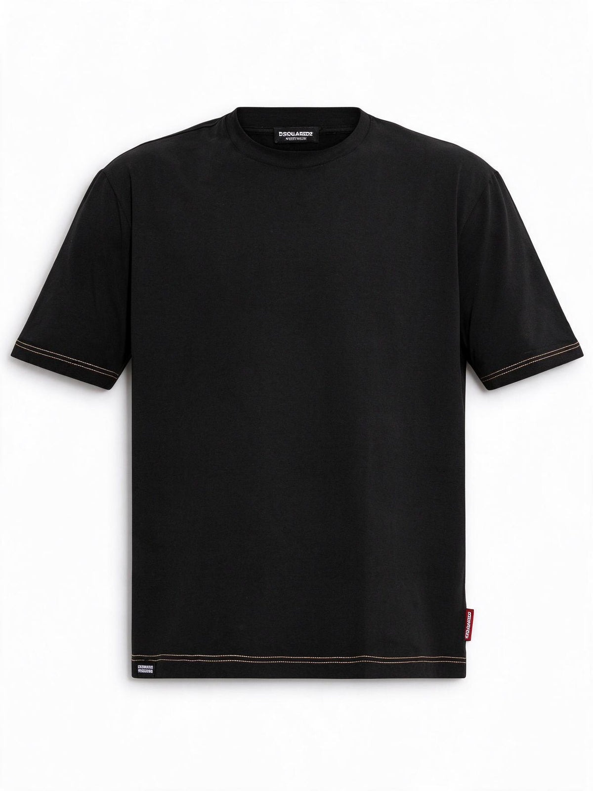 Dsquared2 T-shirt girocollo nera con logo etichetta sul fondo
