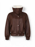 Silvian Heach Bomber Aviatore in Ecopelle con Collo Shearling