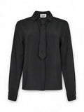 Silvian Heach Camicia Nera con Cravatta Tono su Tono