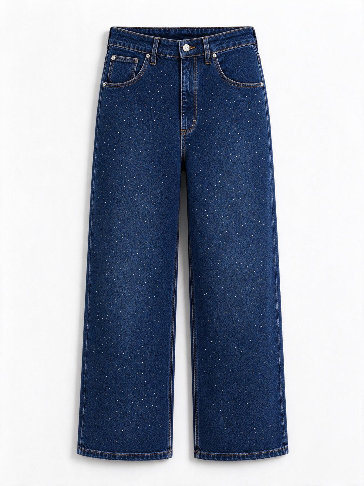 Silvian Heach Jeans Wide Leg Cinque Tasche con Micro Strass