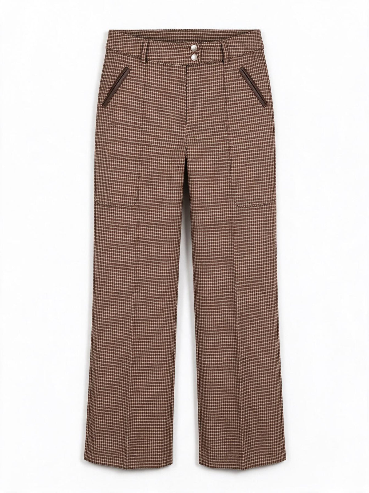 Silvian Heach Pantaloni Dritti a Quadretti con Risvolto