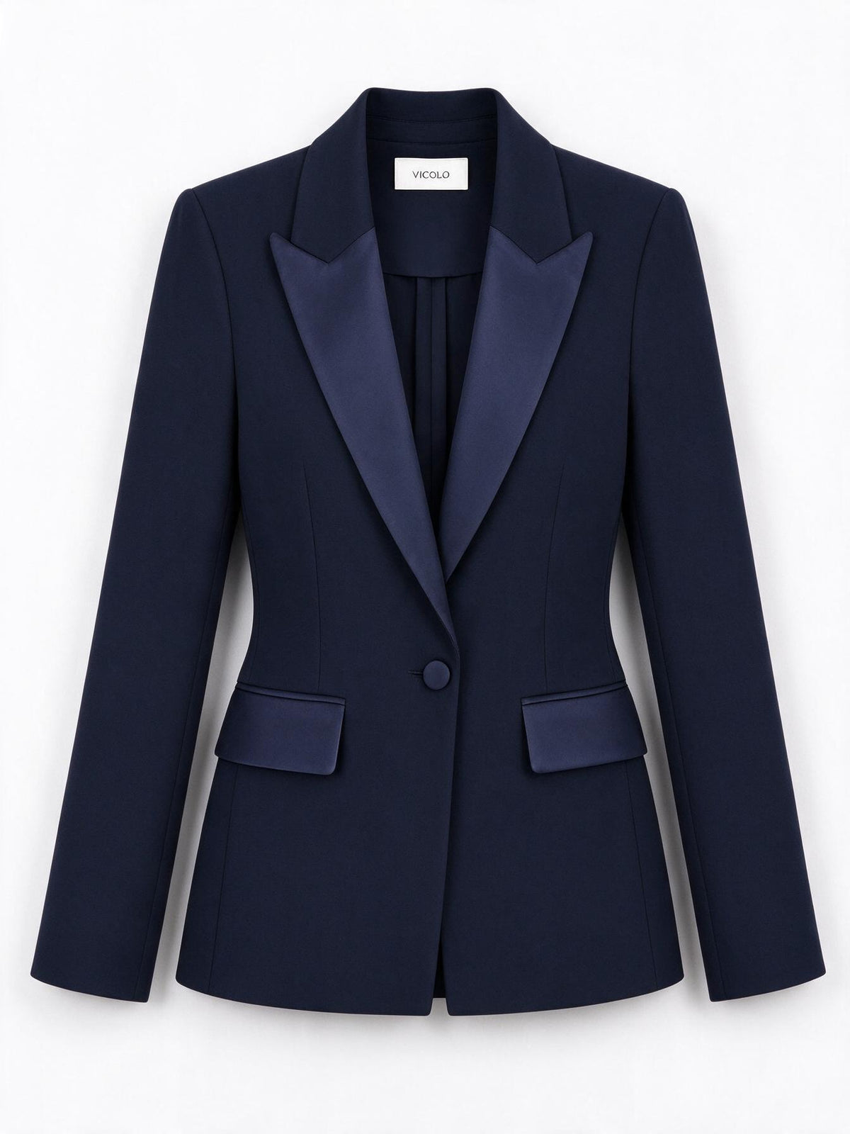 Vicolo Giacca Monopetto in Raso Blu