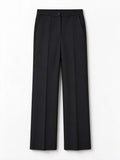 Vicolo Pantaloni palazzo neri per donna con gamba larga, tasche alla francese e 