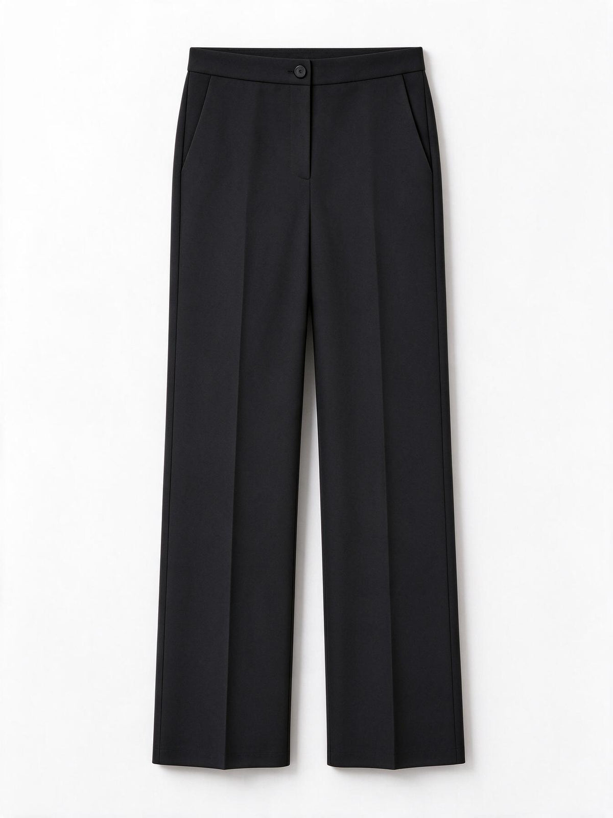 Vicolo Pantaloni palazzo neri per donna con gamba larga, tasche alla francese e 