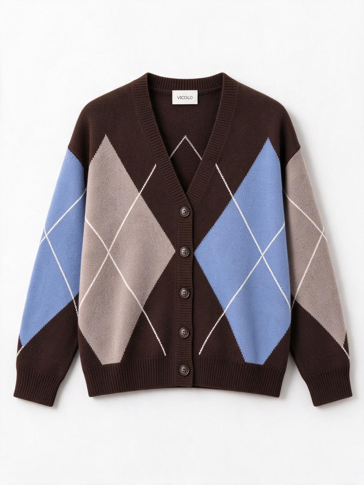 Vicolo Cardigan Corto Argyle Marrone