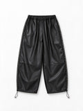 Marcelo Burlon Pantaloni wide leg neri effetto ecopelle