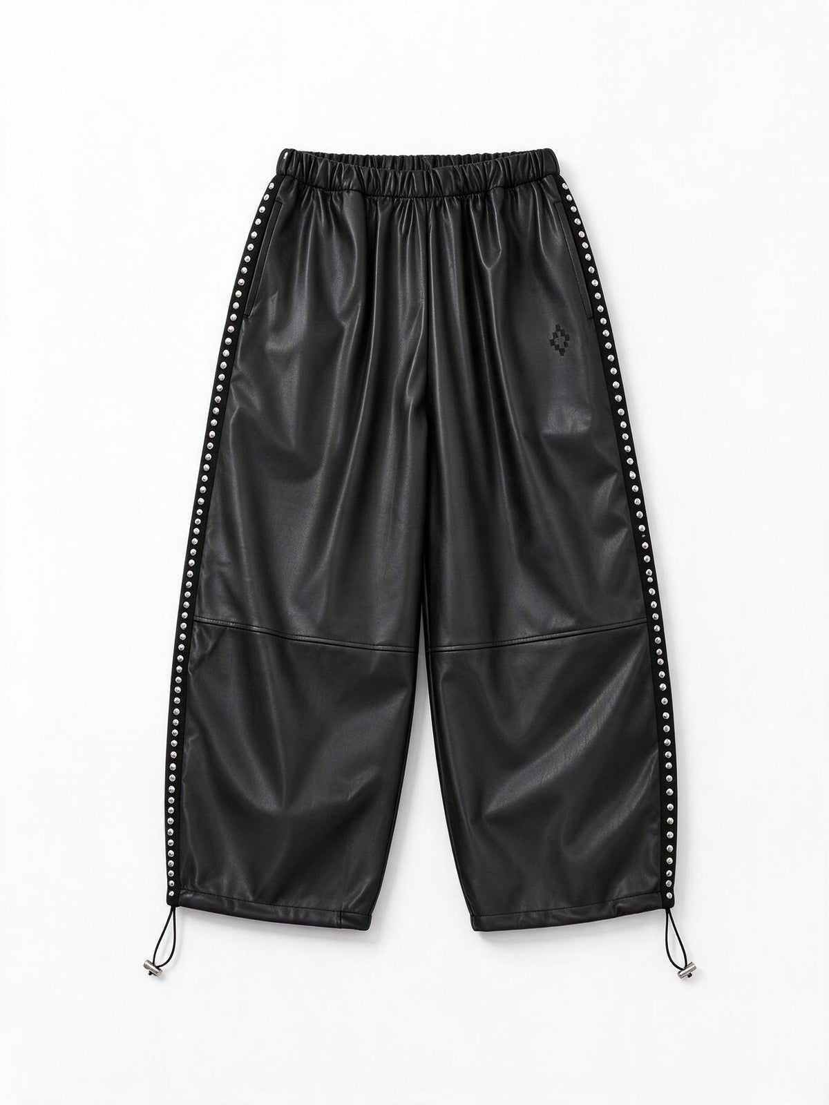 Marcelo Burlon Pantaloni wide leg neri effetto ecopelle