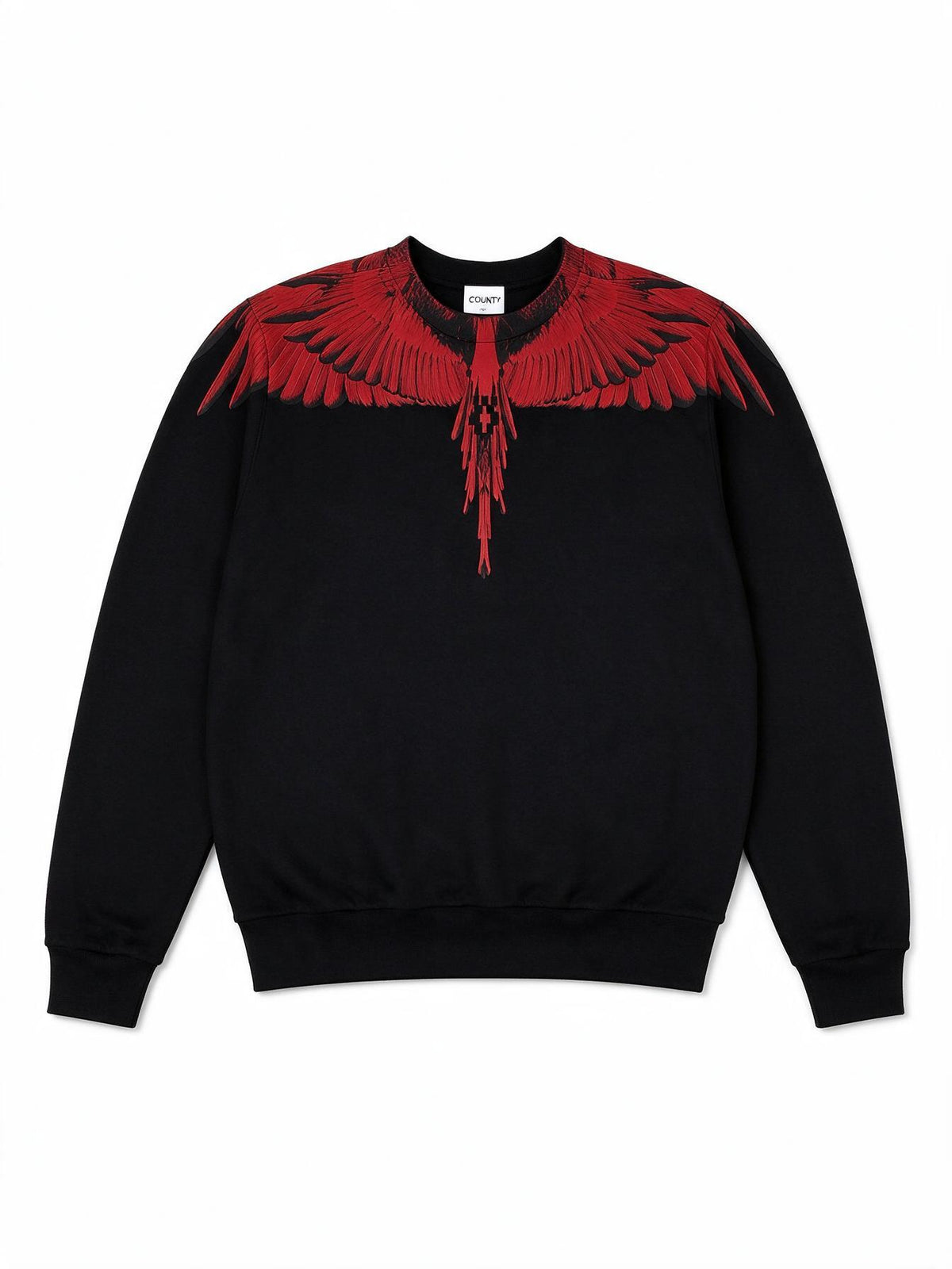 Marcelo Burlon Felpa girocollo nera stampa Wings
