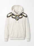 Marcelo Burlon Felpa con cappuccio cocco e panna stampa ali