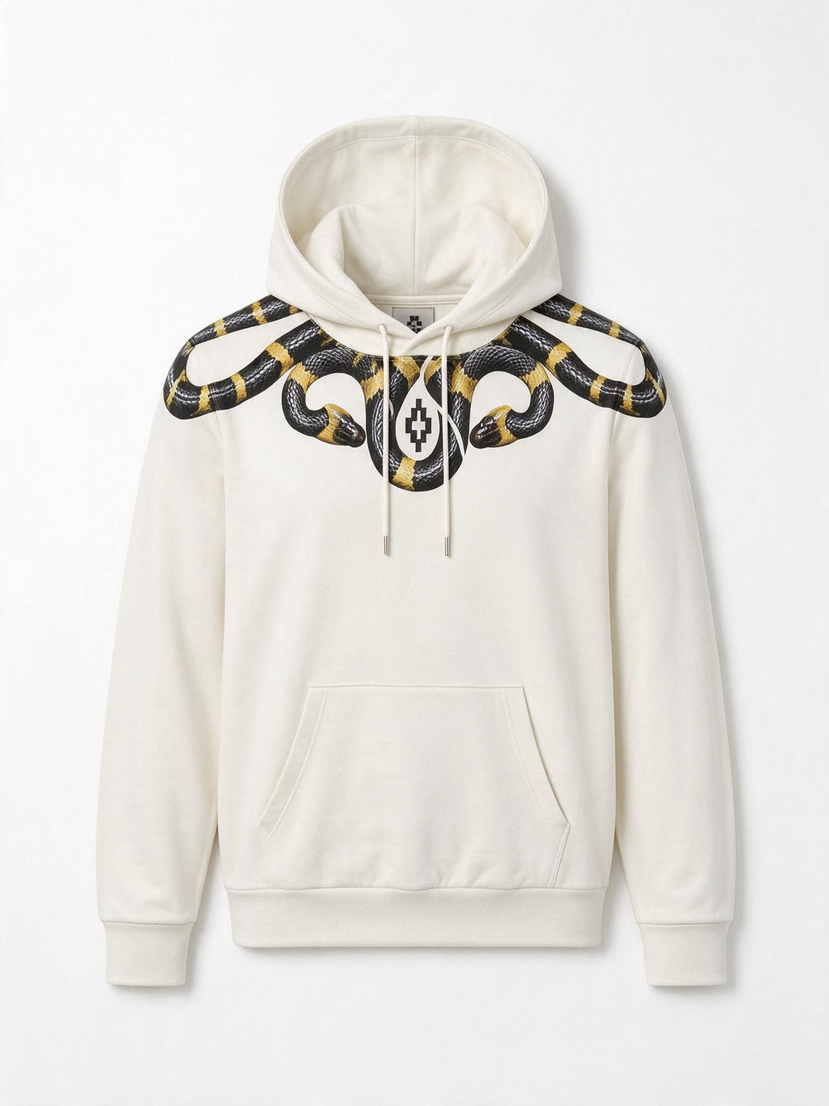 Marcelo Burlon Felpa con cappuccio cocco e panna stampa ali