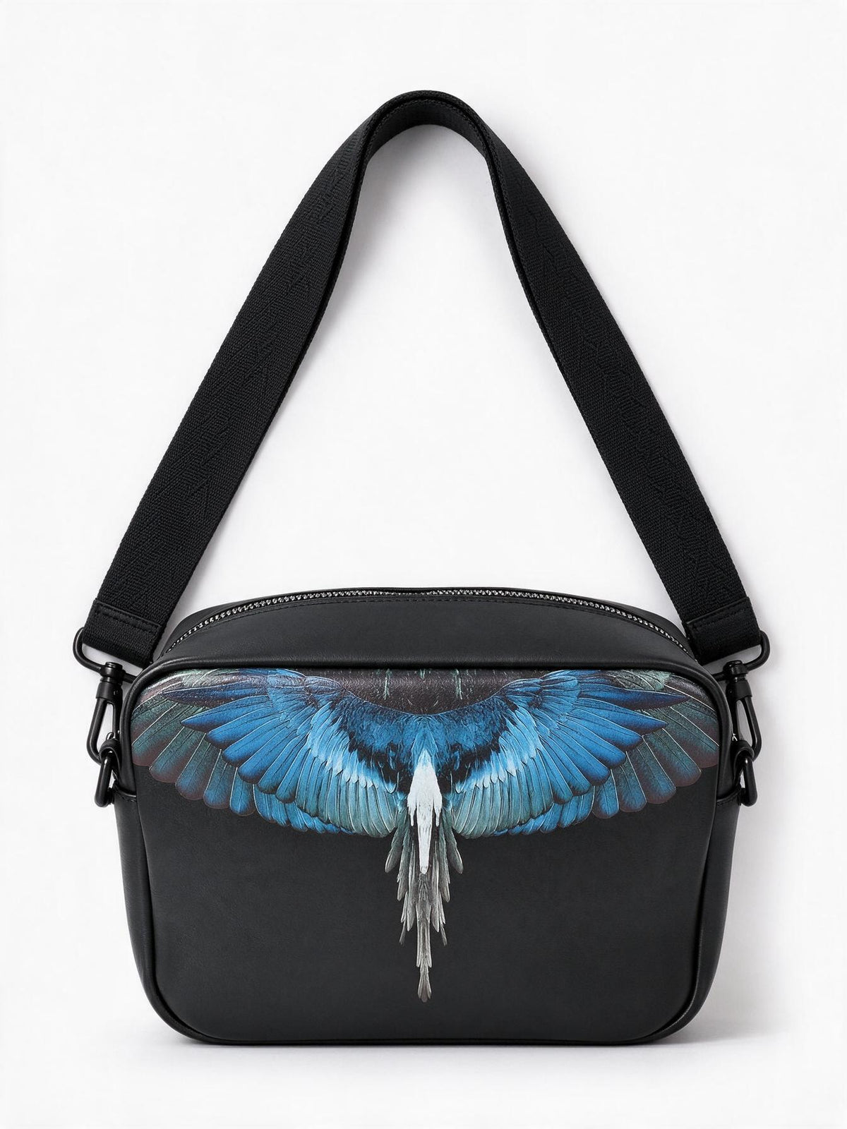 Marcelo Burlon Tracolla nera e blu con stampa grafica