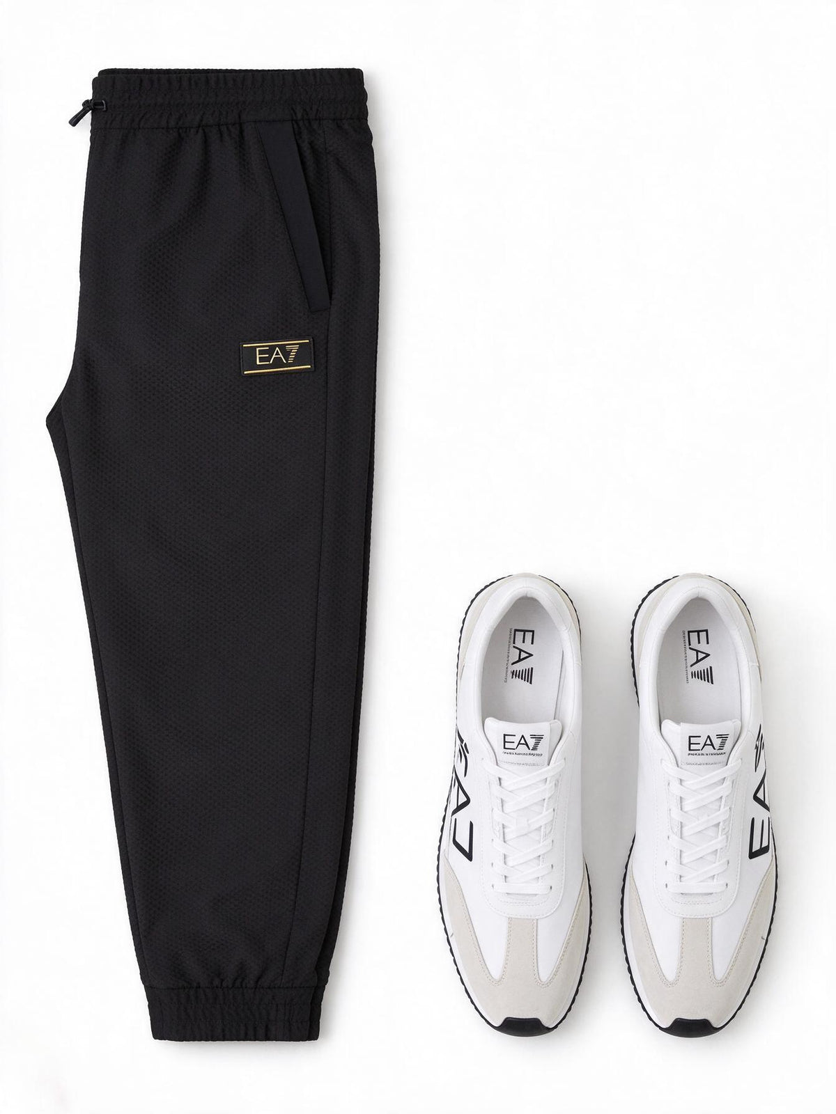 Emporio Armani Pantaloni tuta EA7 nero e oro