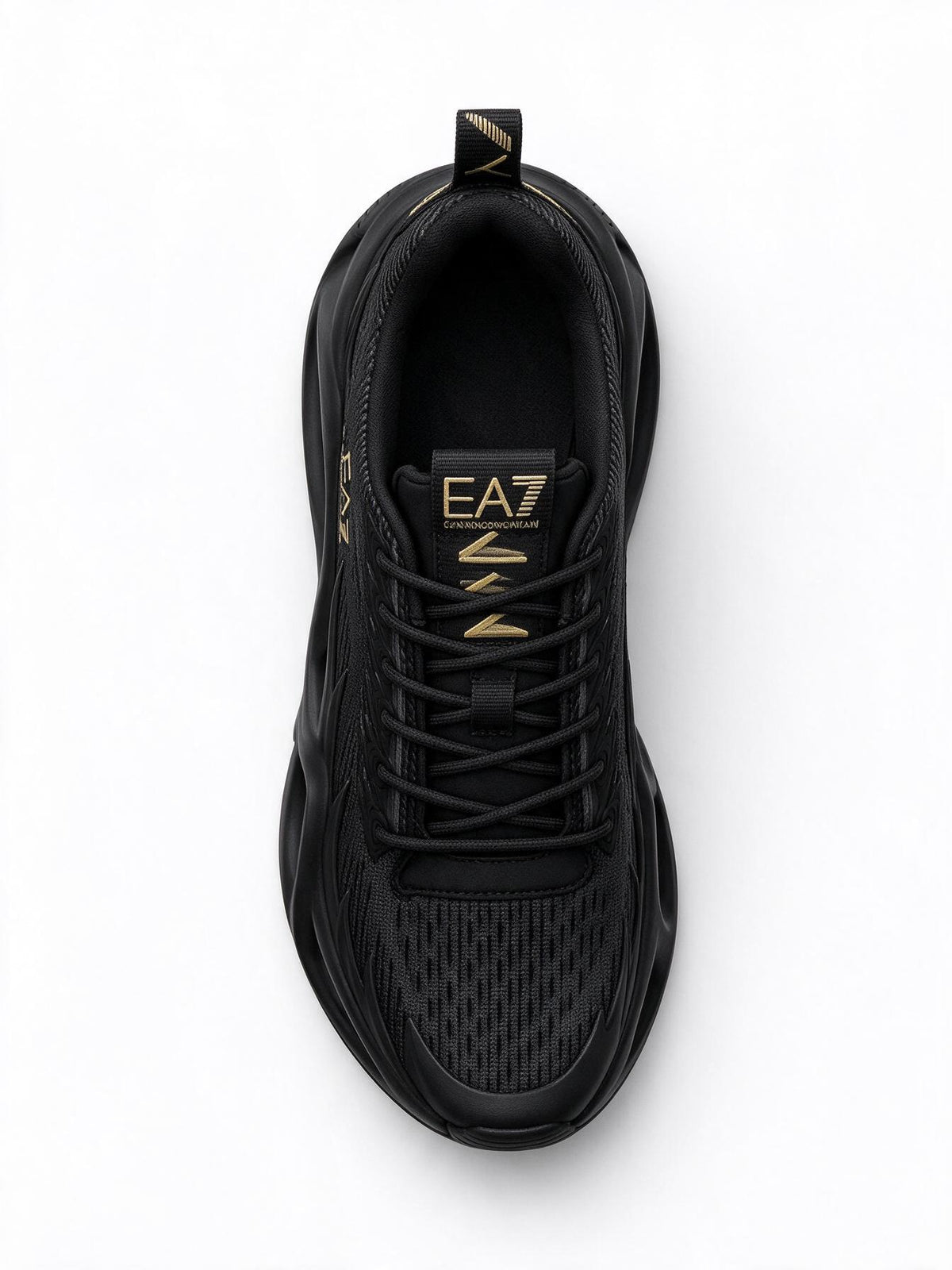 Emporio Armani Sneakers EA7 nere logo oro
