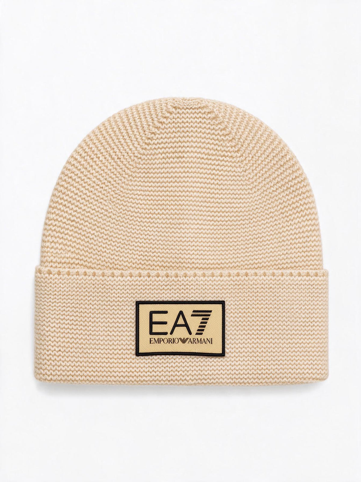 Emporio Armani Berretto beanie nero e beige
