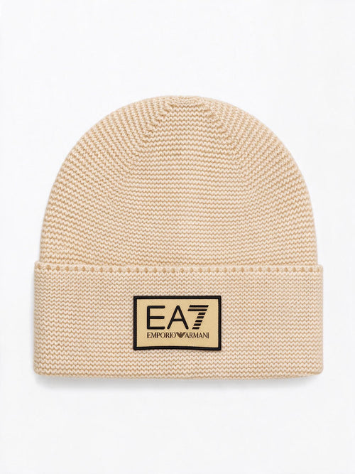 Emporio Armani Berretto beanie nero e beige