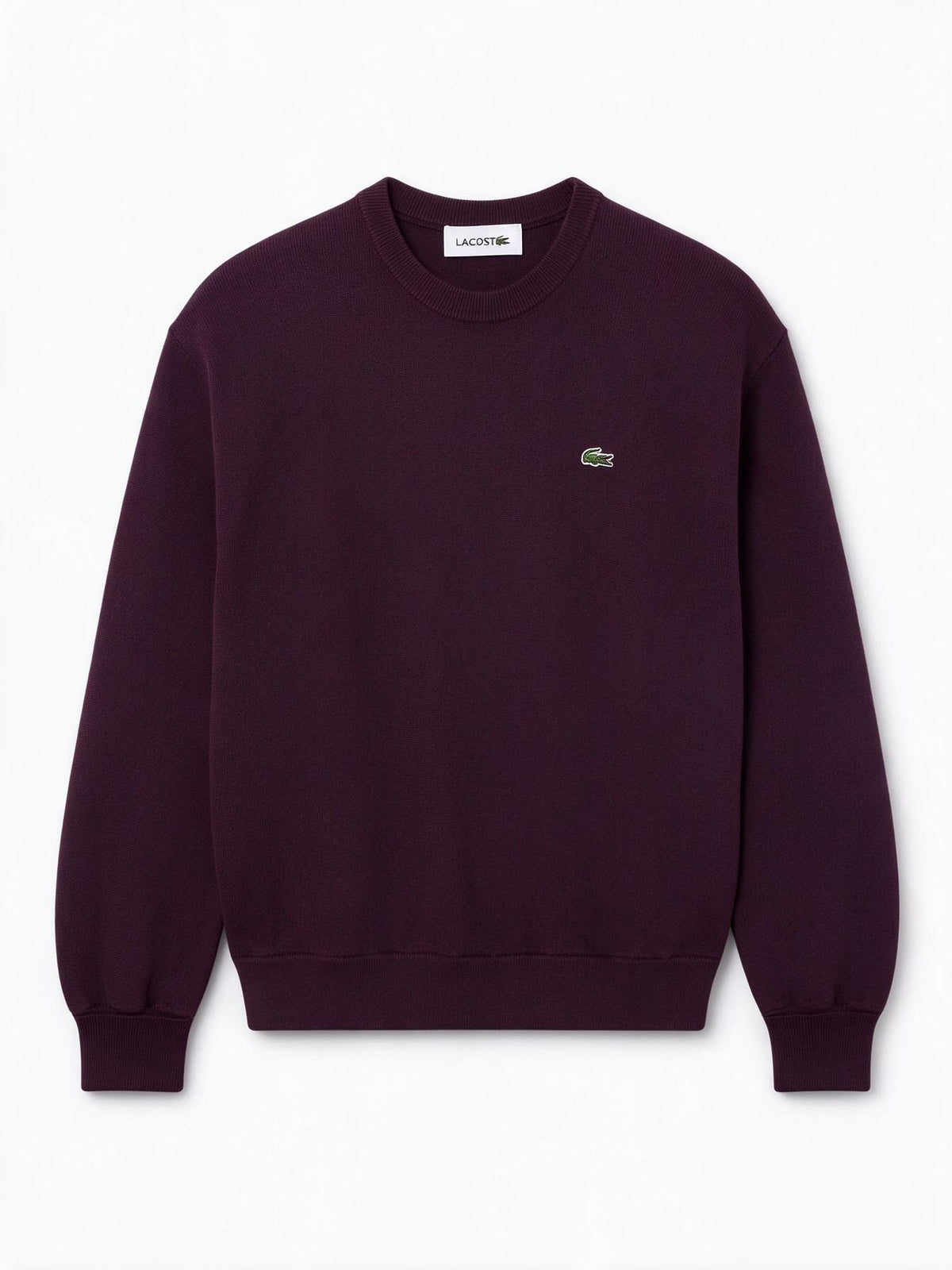 Lacoste Maglione girocollo Chestnut Brown, marrone da donna con logo iconico coc