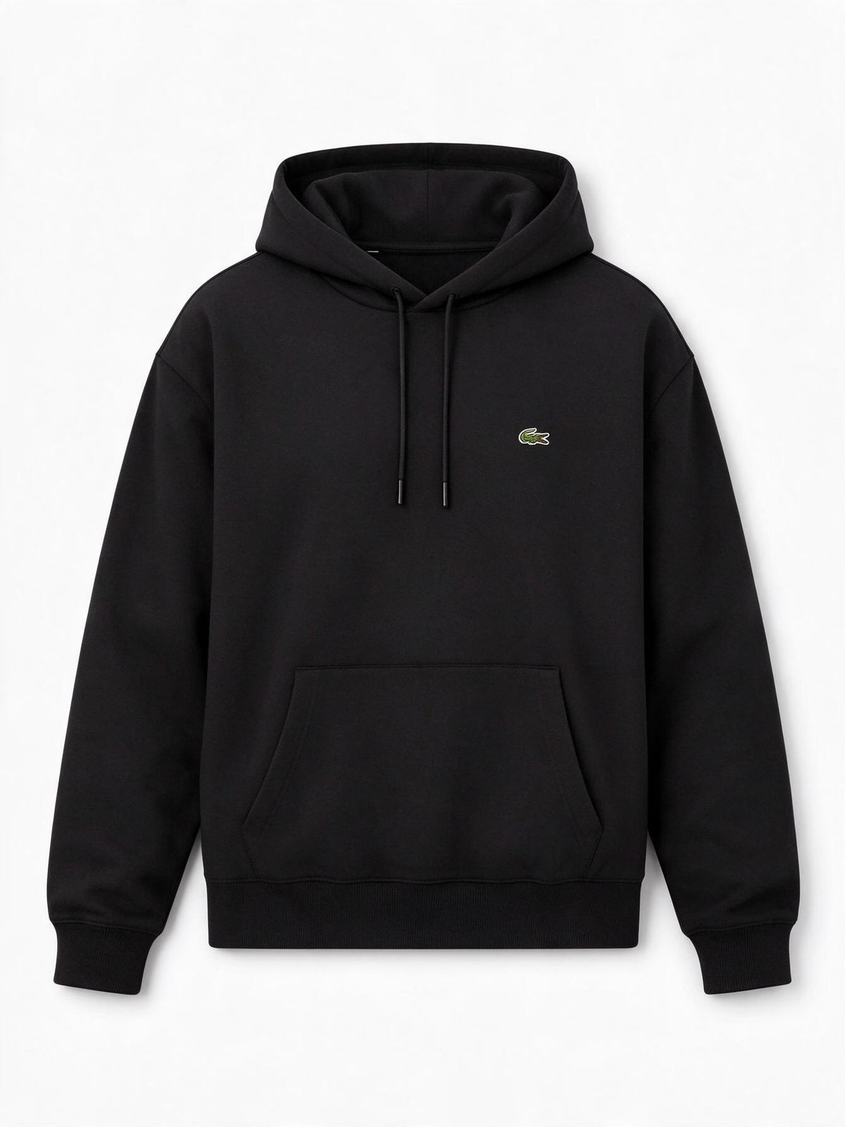 Lacoste Felpa con cappuccio nero per uomo e donna con logo iconico