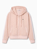 Lacoste Felpa con zip FULL-ZIP HOODED rosa da donna con cappuccio regolabile
