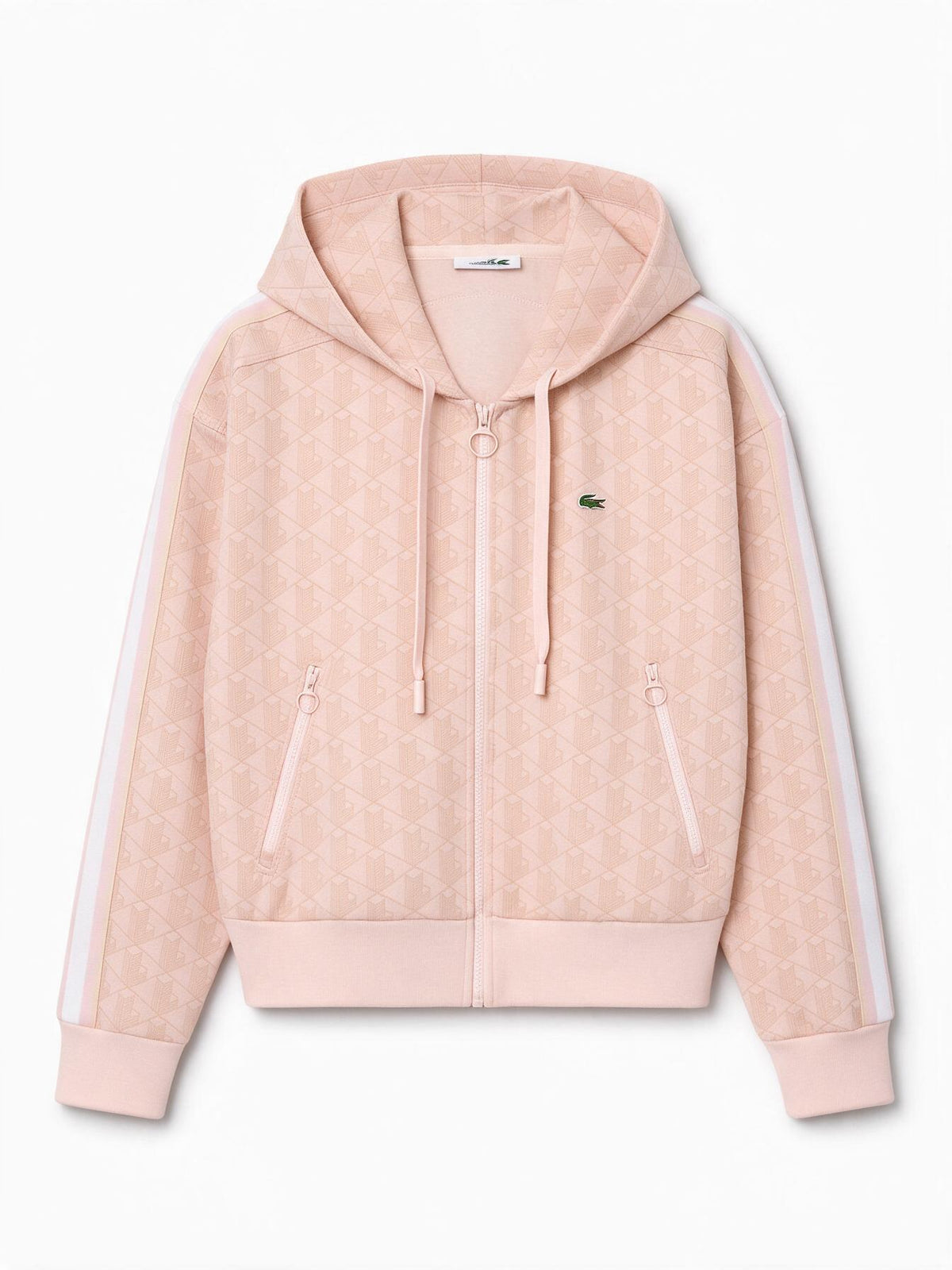 Lacoste Felpa con zip FULL-ZIP HOODED rosa da donna con cappuccio regolabile