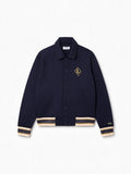 Lacoste Bomber WOOL BLEND blu da uomo con colletto camicia, bottoni automatici e