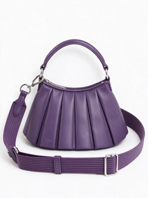 Lacoste Borsa a a mano PIQUÉ PLEATS viola da donna con tracolla regolabile