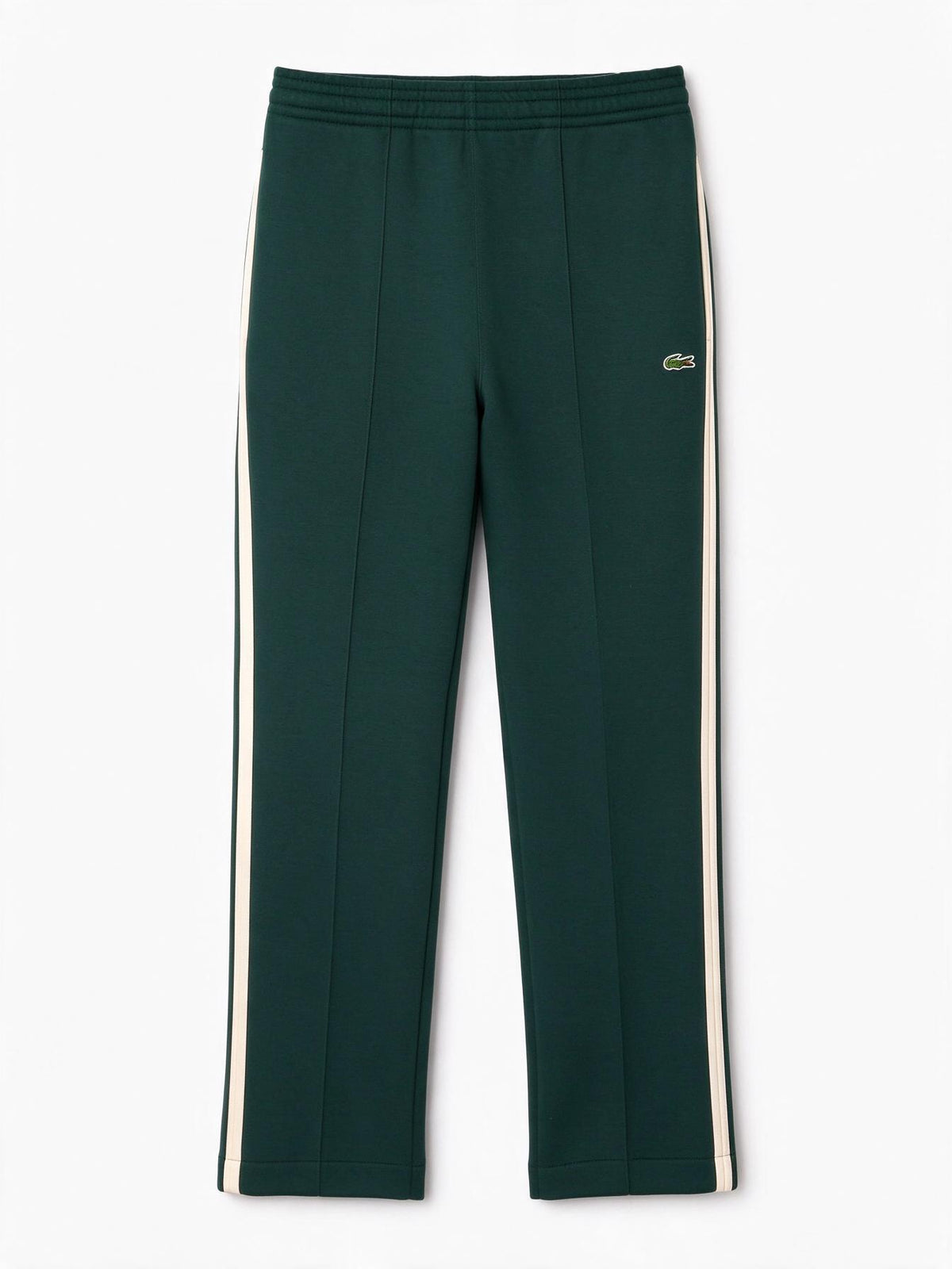 Lacoste Pantaloni PIPED TRACK PANTS verde per uomo con bande laterali e coulisse