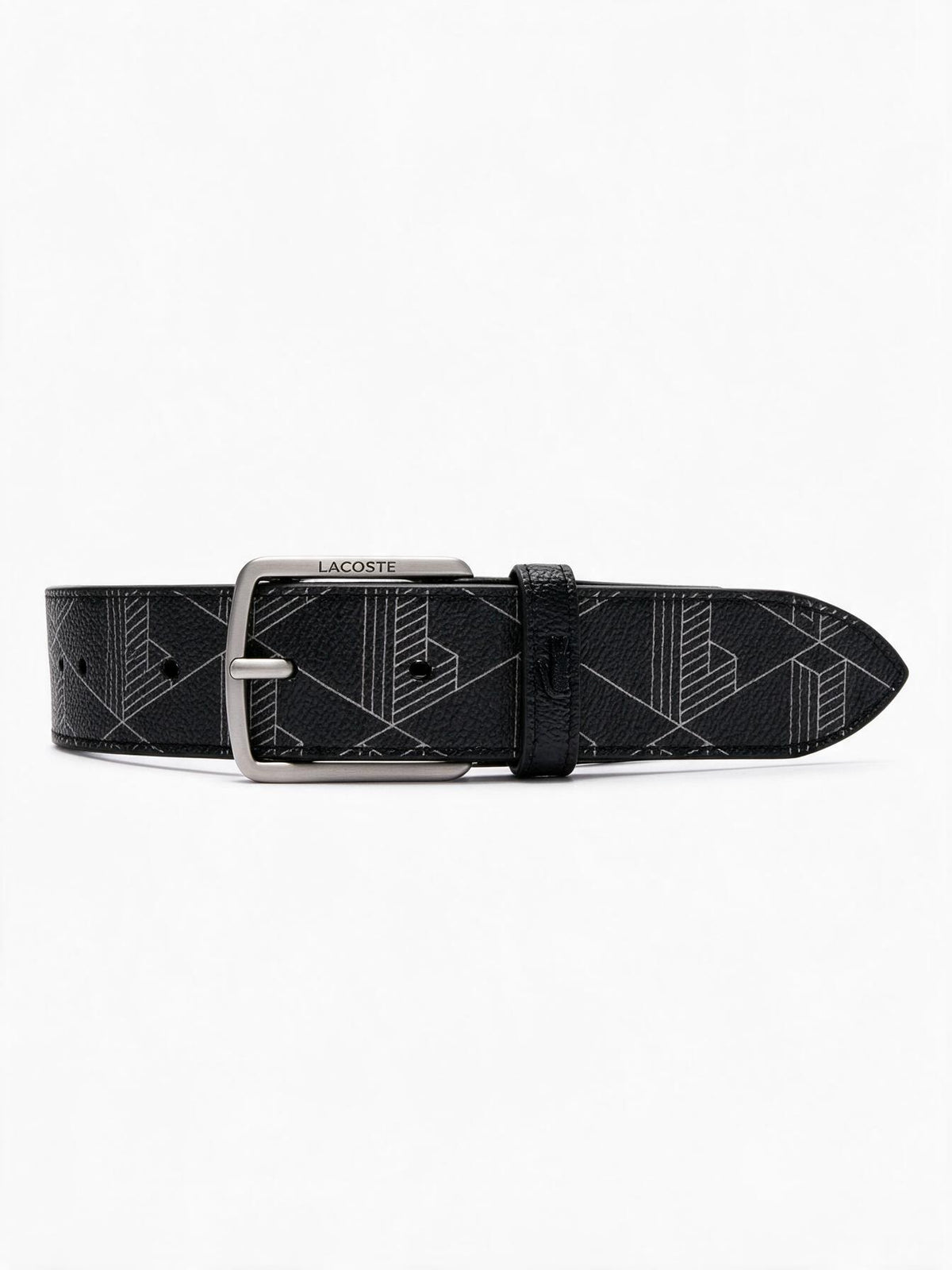 Lacoste Cintura nera da uomo con motivo monogramma