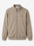 Lacoste Felpa con zip DOUBLE FACE PIQUÉ ZIPPED beige da uomo con logo iconico