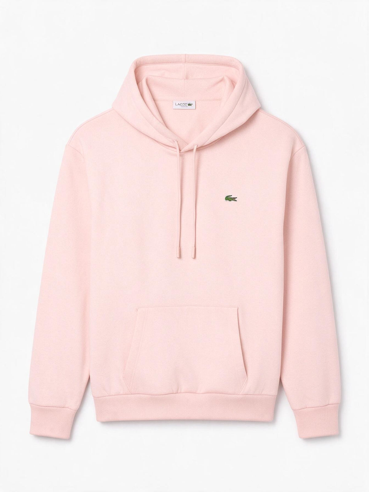 Lacoste Felpa con cappuccio rosa per uomo e donna con logo ricamato