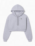 Lacoste Felpa con cappuccio CROPPED HOODIE grigio da donna con mini logo iconico