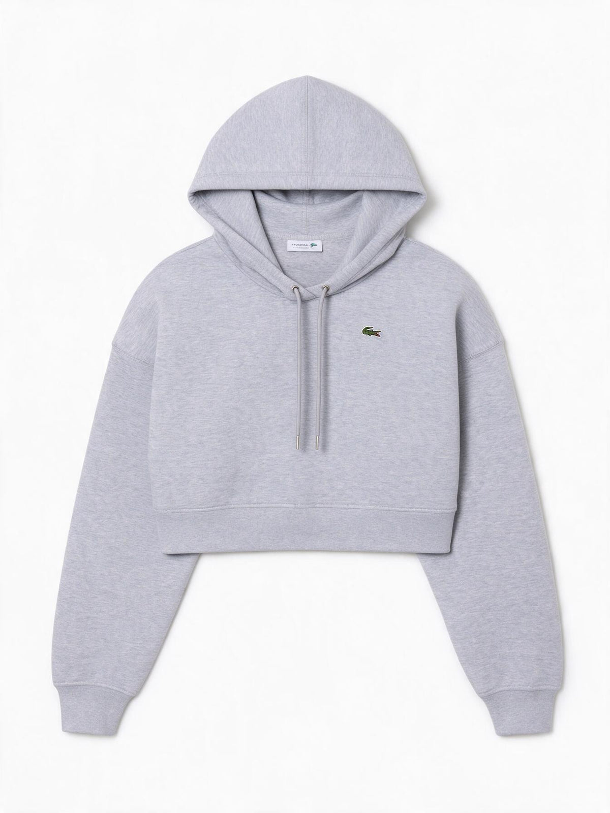 Lacoste Felpa con cappuccio CROPPED HOODIE grigio da donna con mini logo iconico