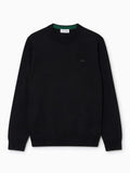 Lacoste Maglione girocollo in lana merino color nero da uomo con coccodrillo ric