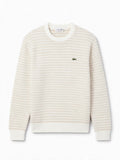 Lacoste Maglione girocollo STRIPED CREWNECK JUMPER beige per uomo con fantasia a