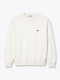 Lacoste Maglione girocollo bianco-burro da donna con logo coccodrillo iconico