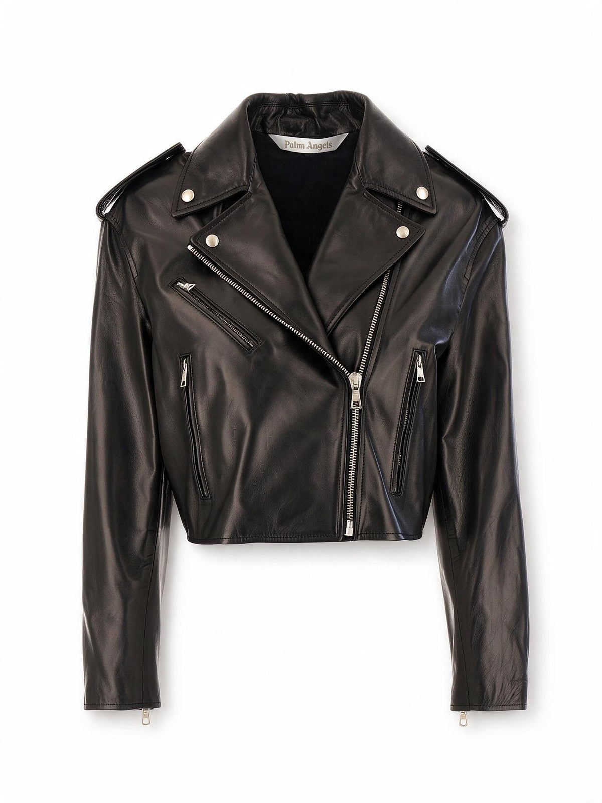 Palm Angels Giubbino in pelle nera