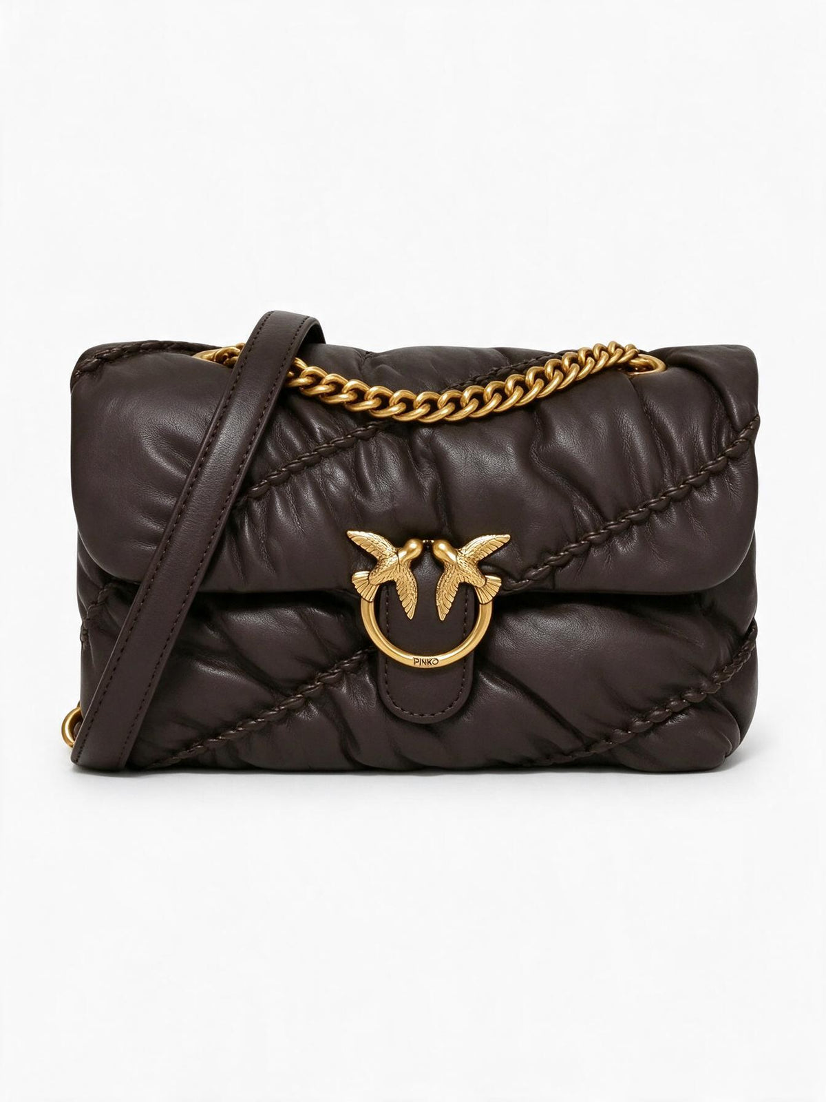 Pinko Borsa a tracolla Love Puff marrone-marrasca per donna con lavorazione puff