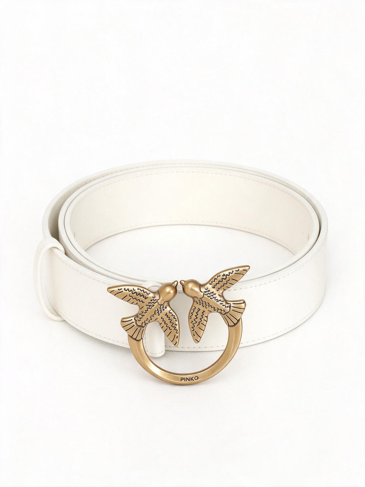 Pinko Cintura bianca da donna con fibbia Love Birds Diamond Cut
