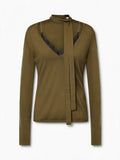 Pinko Maglia con scollo V SOFFIO SWEATER verde lucertola da donna