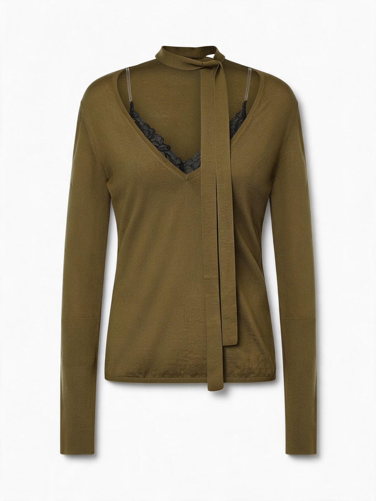Pinko Maglia con scollo V SOFFIO SWEATER verde lucertola da donna