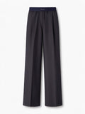 Pinko Pantaloni PHAIUS palazzo in misto lana blu, da donna, con motivo a spiga e
