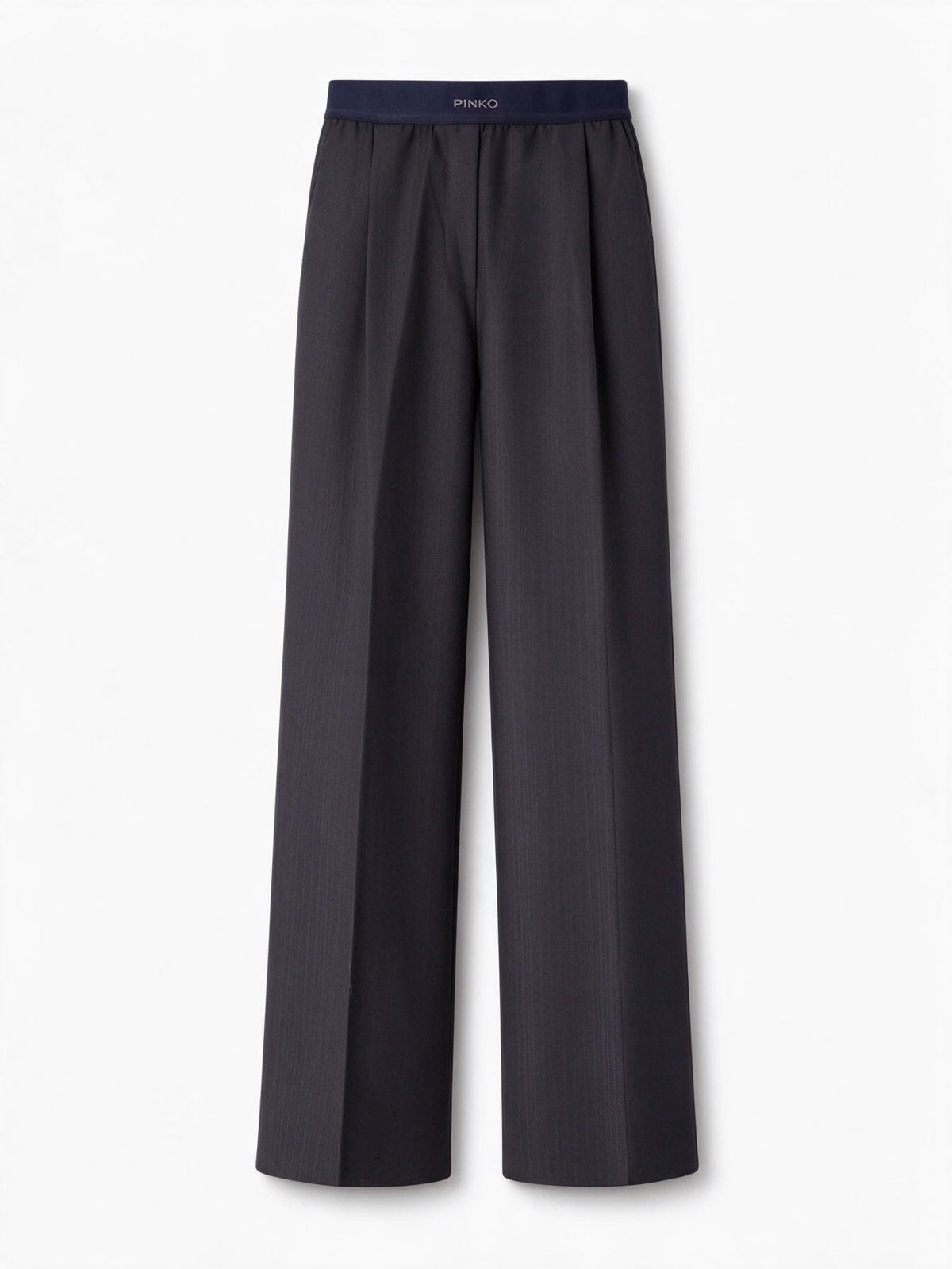 Pinko Pantaloni PHAIUS palazzo in misto lana blu, da donna, con motivo a spiga e